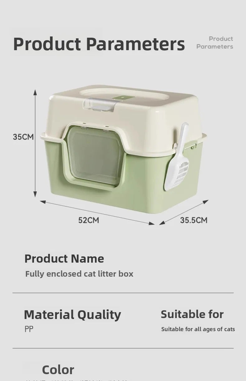Large Size Litter Box Full Enclosure Anti Odor Anti Splaing Cabinet Toilet Poop Pan Supplies Pet Care Accories