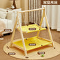 Double Layer Cat Hammock Bed with Wooden Frame All Season Pet Swing for Cats