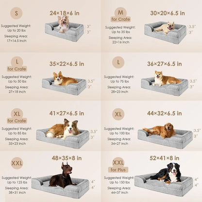 Orthopedic Dog Beds for Large Dogs, Waterproof Memory Foam Large Pet Bed with Sides, NonSlip Bottom and EggCrate Foam Dog Couch