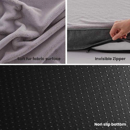 Orthopedic Memory Foam Dog Bed, Cooling Gel Crate Mat for Large Dogs, Washable Cover & Non-Slip Bottom, 50"x34"x5" Grey