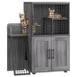 HiMISS Cat Litter Box Enclosure with Platform – Double Layer Hidden Furniture Washroom with Ladder - Bdba PK
