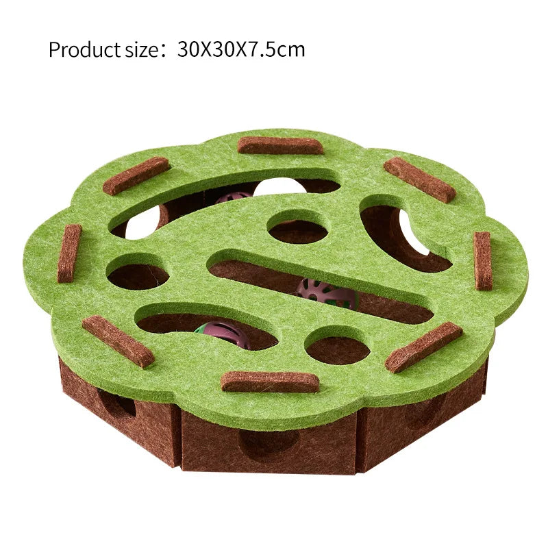 Interactive Cat Puzzle Toy – Felt Maze Box with Tunnel & Bell Ball for Indoor Cat Enrichment - Bdba PK