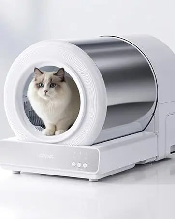 Uahpet Stainless Steel Self Cleaning Cat Litter Box, Automatic Cat Litter Box with APP Control, Lower Entry, Safety Sensors