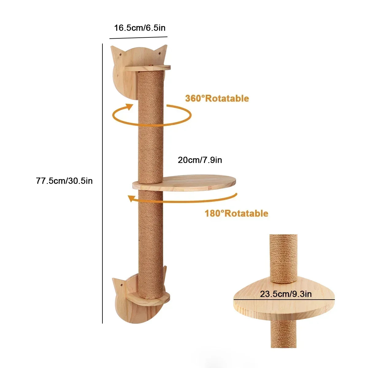 Wooden Cat Tree Tower Cat Wall Furniture Climbing Shelves Perches Sisal Scratcher Hammock Steps and Ladder Indoor Cats Walk Gym