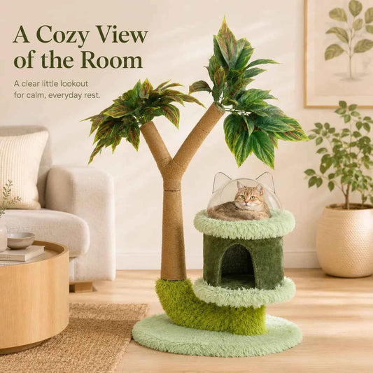 Mango Tree Cat Tree for Small Cats - Cozy Perch Fun Platform Scratching Post - Cat Furniture with Natural Sisal Rope