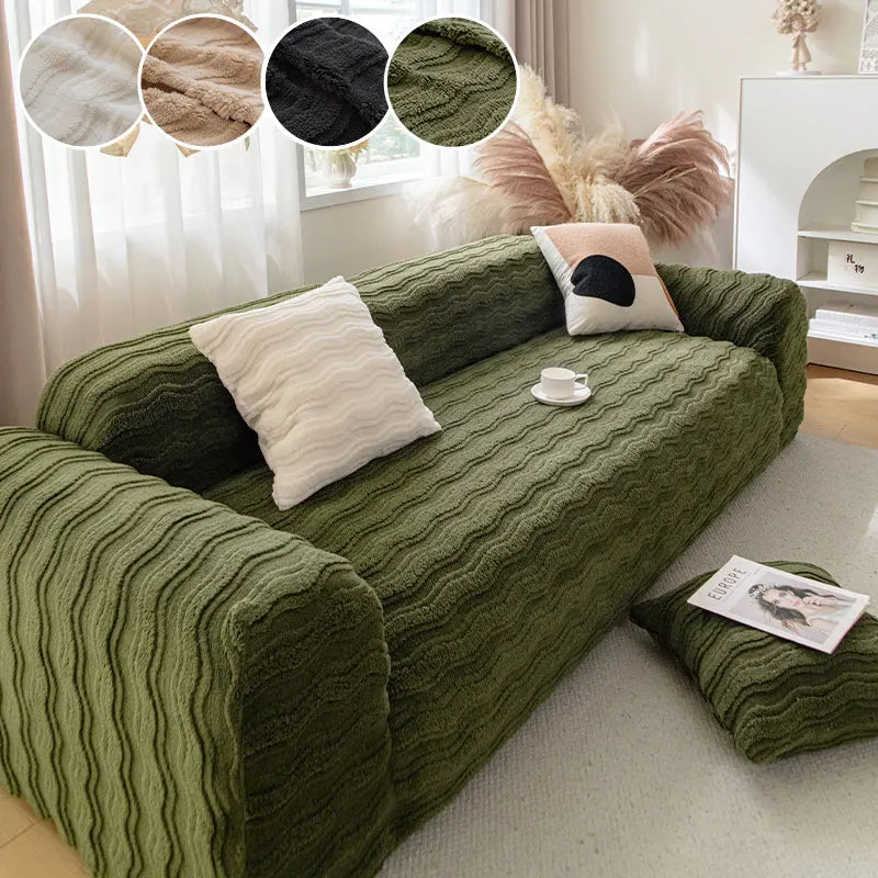 1PC-Plush sofa cover, winter thickened 2025 new cream style sofa cover, all inclusive universal anti cat scratch cover cloth