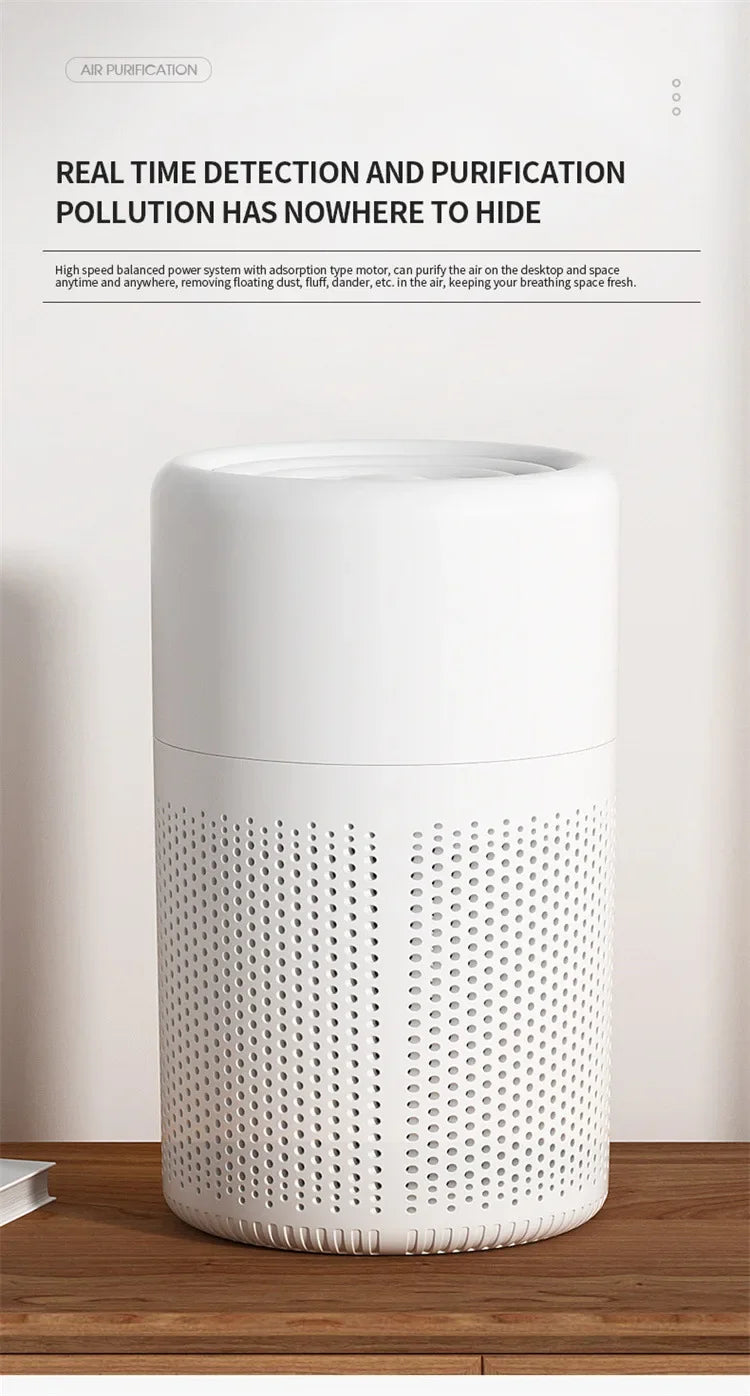 2024 New Portable USB Air Purifier Blue Anion Quickly Purifies the Environment and Can Add Essential Oils Low Noise Deodorizer