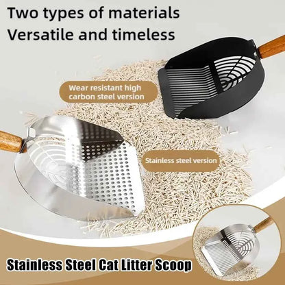 Steel Cat Litter Scoop Long Handle Pet Waste Shovel Cleaning Tool for Tofu Sand Litter Box Cats Supplies
