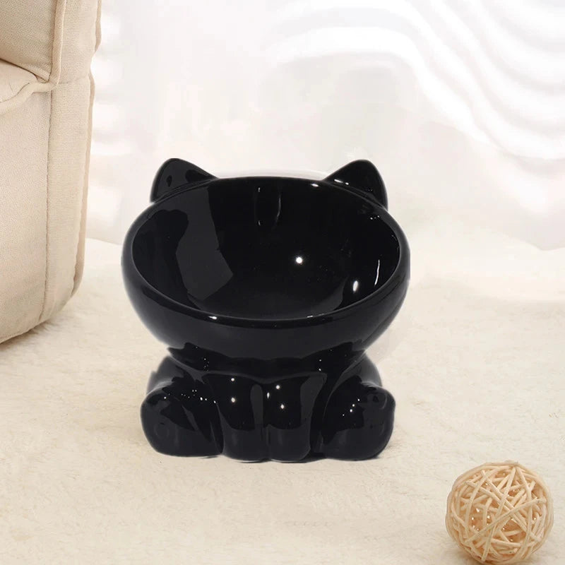 Cat Bowl Pet Accessories Ceramic Diagonal High Feet Cute Protection Cervical Spine Dog Bowl Drink Water Bowl Pet Supplies - Bdba PK