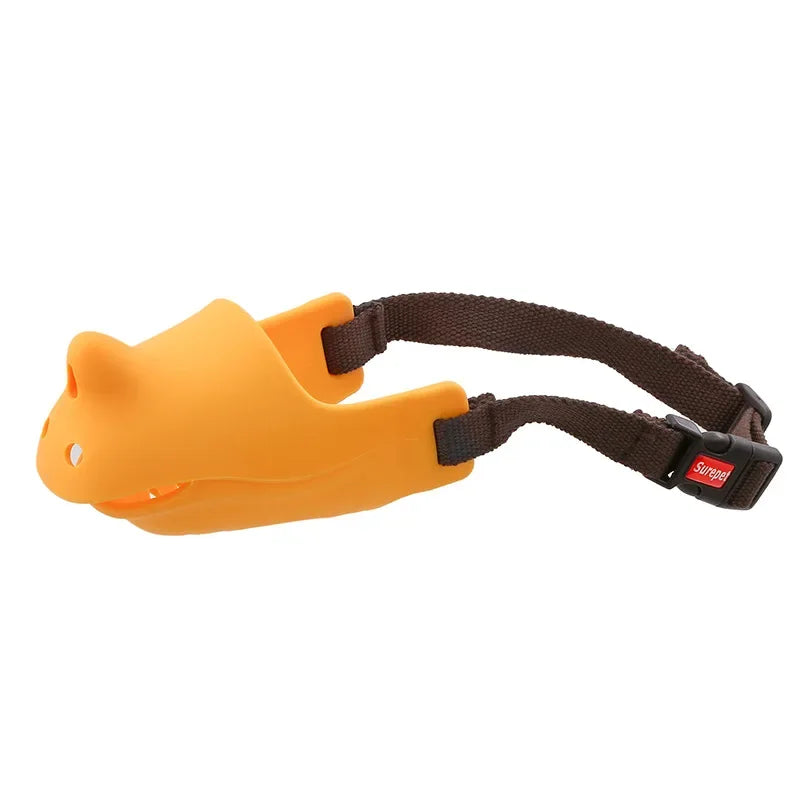 Pet Dog Pure Silicone Muzzle Anti-barking and Anti-bite Rhino-shaped Muzzle Medium and Small Sized Dogs Mouth Blocking Tool