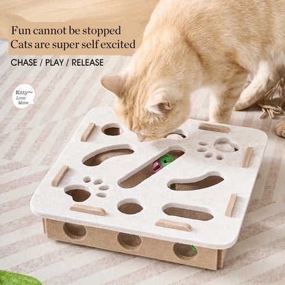 Interactive Cat Puzzle Toy – Felt Maze Box with Tunnel & Bell Ball for Indoor Cat Enrichment - Bdba PK