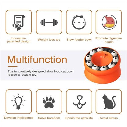 Cat Puzzle Feeder Slow Feeder Cat Bowl Interactive Indoor Pet Toy for Aid Pets Digestion Mental Stimulation