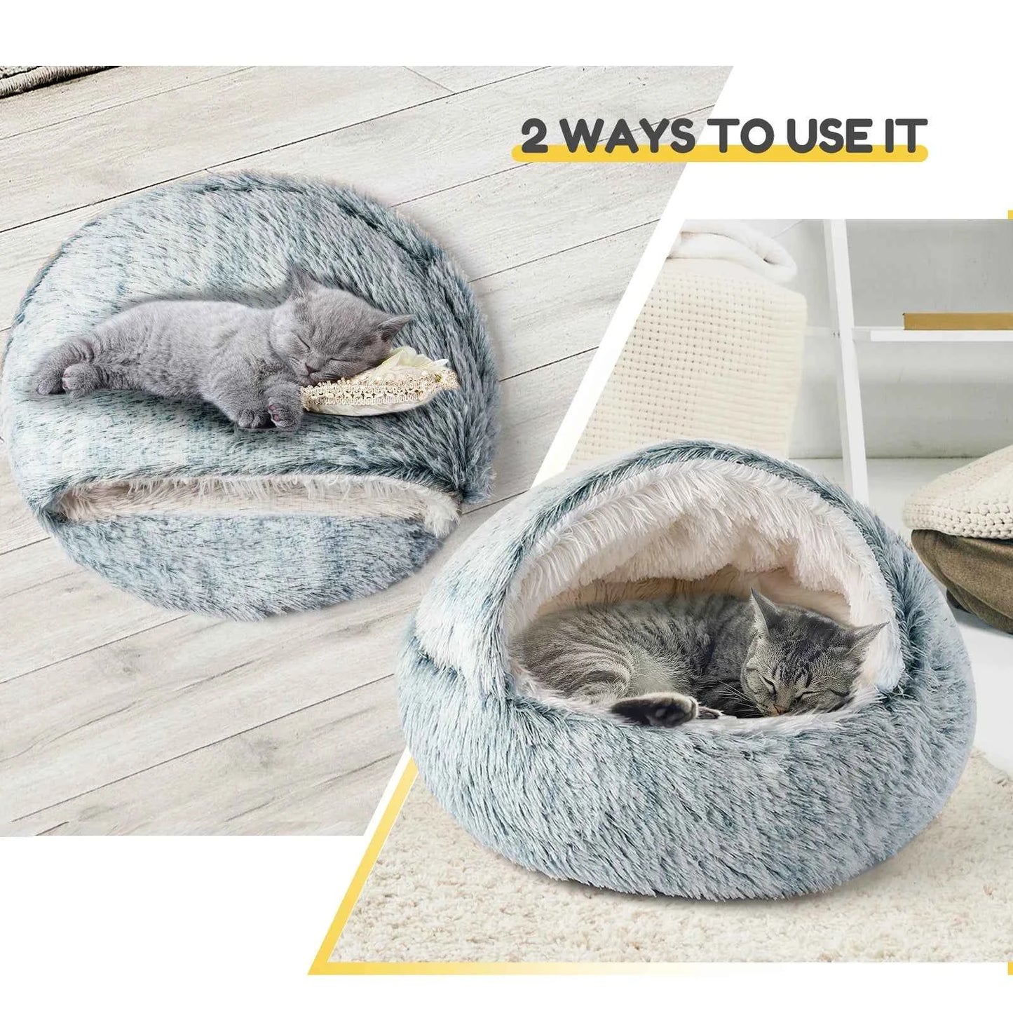 25'' Pet Cat Dog Lovely Cat Beds Nest Soft Comfortable Semi-enclosed Cat Nest Kennel indoor Pet house Supplies for Pet to Rest