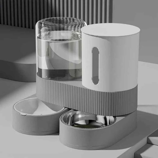 Automatic Cat Feeder Automatic Pet Feeder Water Dispenser Set for Cats Dogs 2-in-1 Food Bowl with Stainless Steel Insert 1pcs