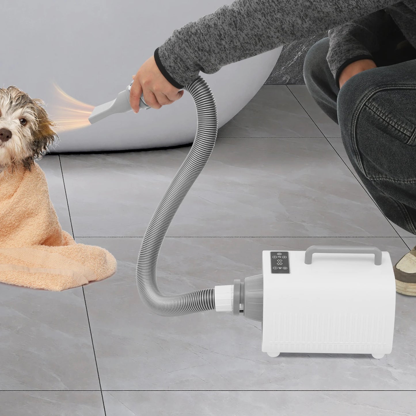 Dog Hair Dryer 120000RPM Dog Grooming Blow Dryer 2100W Pet Grooming Dryer 9 Speed Setting Level for use in Private Homes/Pet Stores/Pet Hospitals