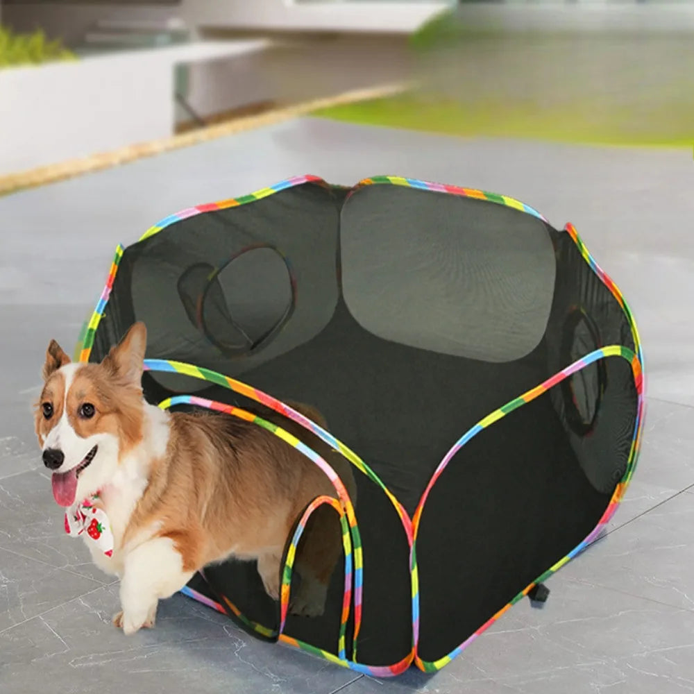 Foldable Cat Tunnel with Mesh Breathable Pet Play Tunnel for Kittens Cat Play House Dog Summer Outdoor Entertainment Cubes