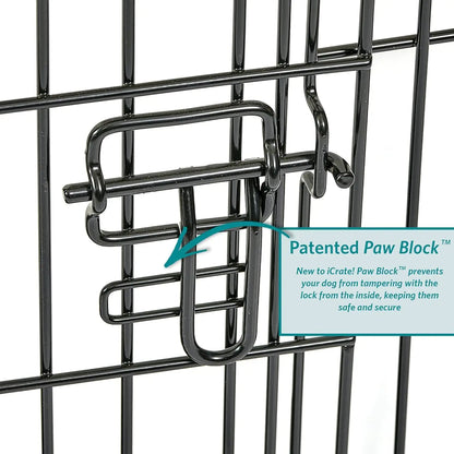 42-Inch Two-Door Folding Dog Crate with Divider, Leak-Proof Tray & Secure Latches – Metal Wire Kennel for Large Breeds – Portabl