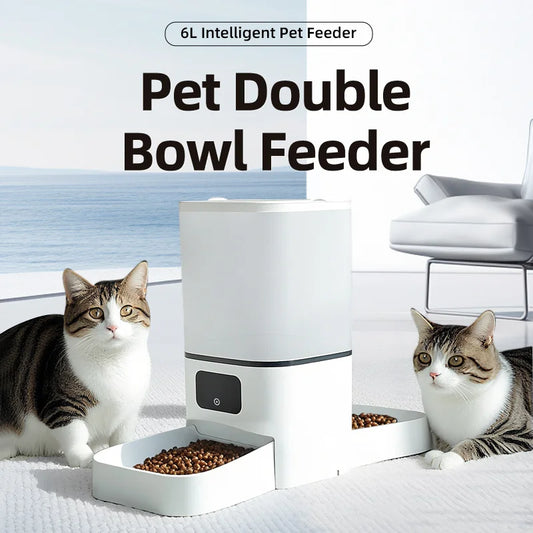 repetsun 6L Smart Automatic Pet Feeder – Tuya App Timer with Stainless Steel Double Bowl for Cats & Dogs - Bdba PK