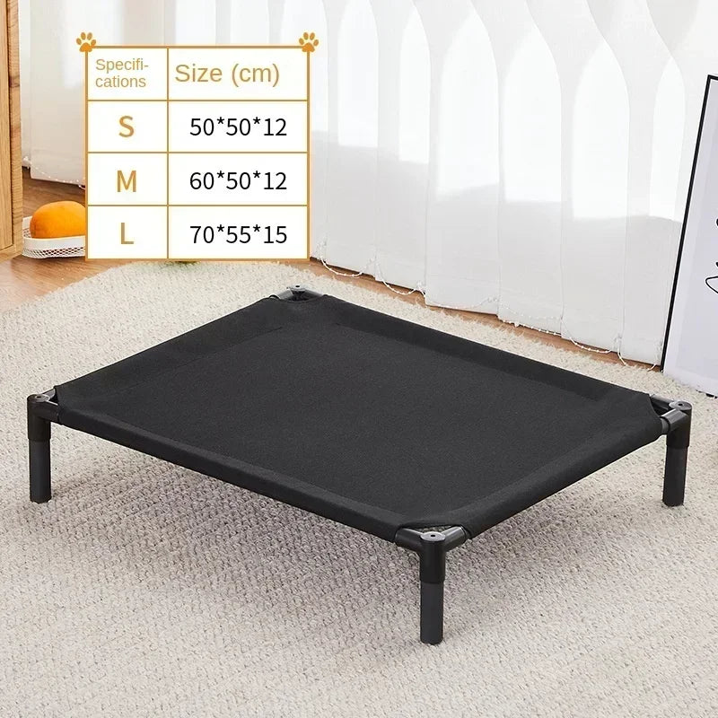 Foldable Elevated Pet Bed - Portable Camping Dog/Cat Bed with Washable Mat, Breathable Dog House for All Seasons