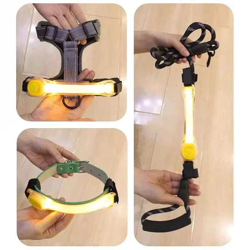 Night running pet dog safety harness collar for preventing loss. Multi-color pendant. Waterproof outdoor warning LED flashing li