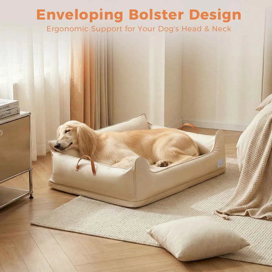 Large Dog Bed Leather Soft Plush Donut Snuggly Warm Cozy Pet Mat for Small to Extra Extra Large Dogs Rectangle Shape