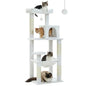 56.3" Cactus Cat Tree with Metal Hammock, 6 Tiers, 6-tier shelves, Metal plush hammock, 2-door condo house, Sisal posts, Large