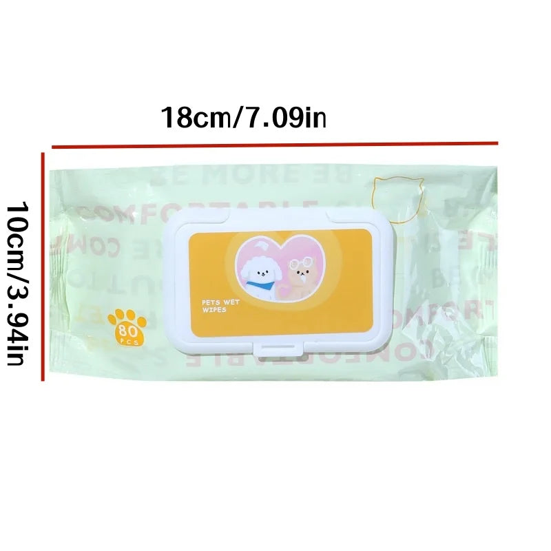 3 Packs, 80 Sheets Per Pack, Pet Wipes, Pet Wipes Specifically for Cats and Dogs, for Wiping Tear Stains, Cleaning Body Parts, No-Rinse, Deodorizing, Cleaning Wet Wipes