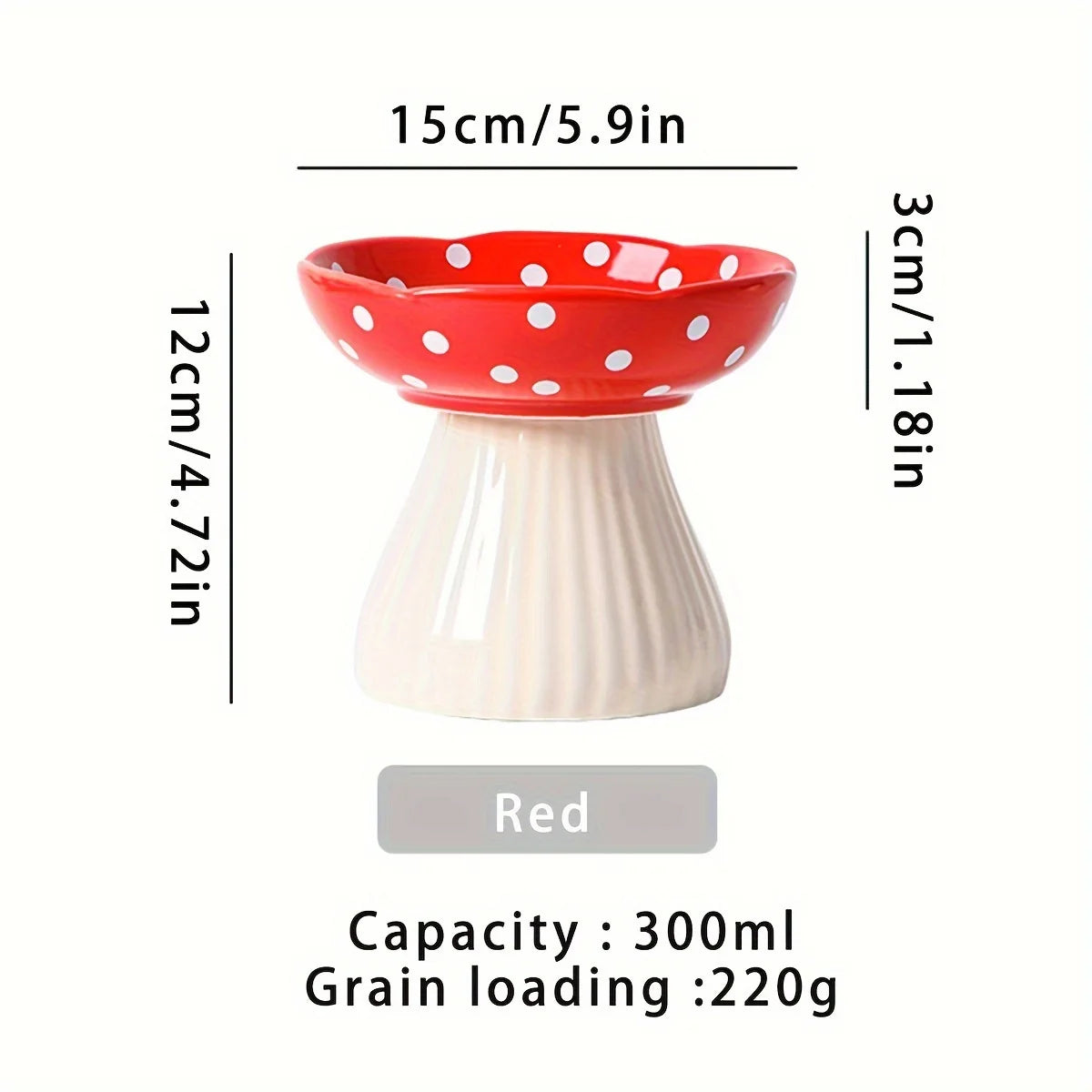 Resin Mushroom Cat Bowl: Tall, 300ml capacity, suitable for cats - ideal for feeding and drinking festivals - Bdba PK