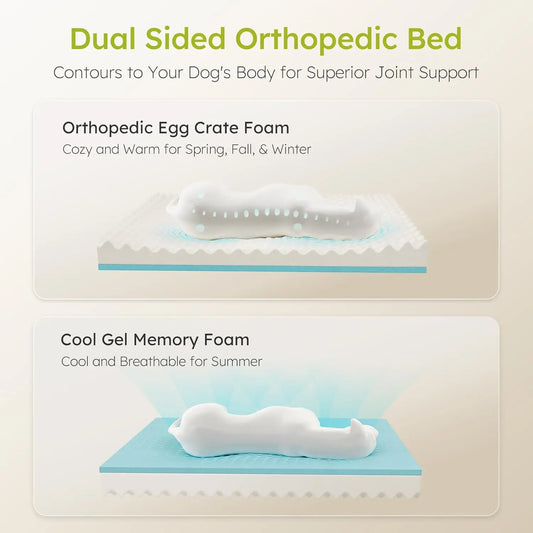 Extra Large Orthopedic Dog Bed with Cooling Gel Memory Foam, Waterproof, Washable Cover, 42" Dark Gray Pet Sofa
