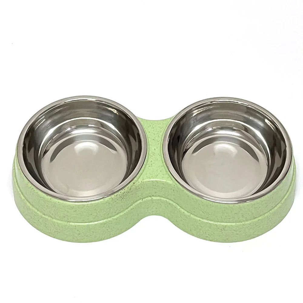 Pet Cat & Dog Dual Bowl - 2-in-1 Food & Water Bowl for Medium Cats, Puppies, Pet Feeding Supplies - Bdba PK