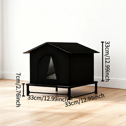 Foil-Insulated Outdoor Cat House with Shelf & Cushion – Waterproof Stray Cat Winter Shelter (33×33×33cm) - Bdba PK