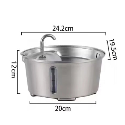 2.6L/87.9oz Stainless Steel Cat Water Fountain Automatic Cat Drinker Drinking Fountain For Cats Dogs Pet Water Dispenser - Bdba PK