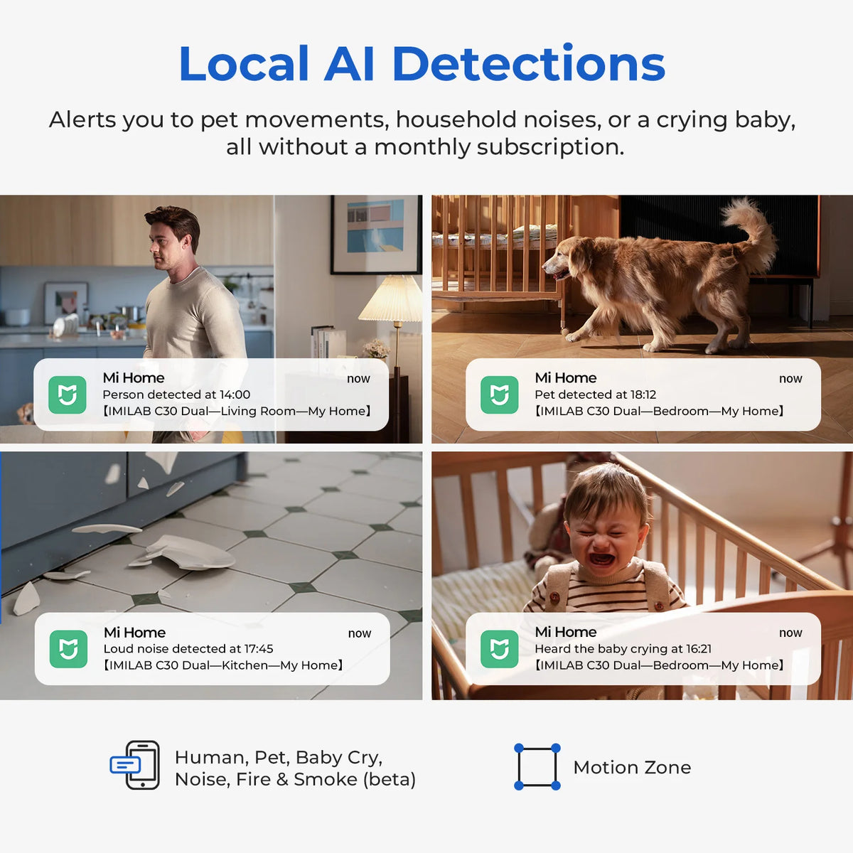 IMILAB New Indoor Camera C30 Dual 3K Lens WiFi 6 5G 360° PTZ Local AI Detection for Baby/Pet/Noise Night Vision Human Tracking