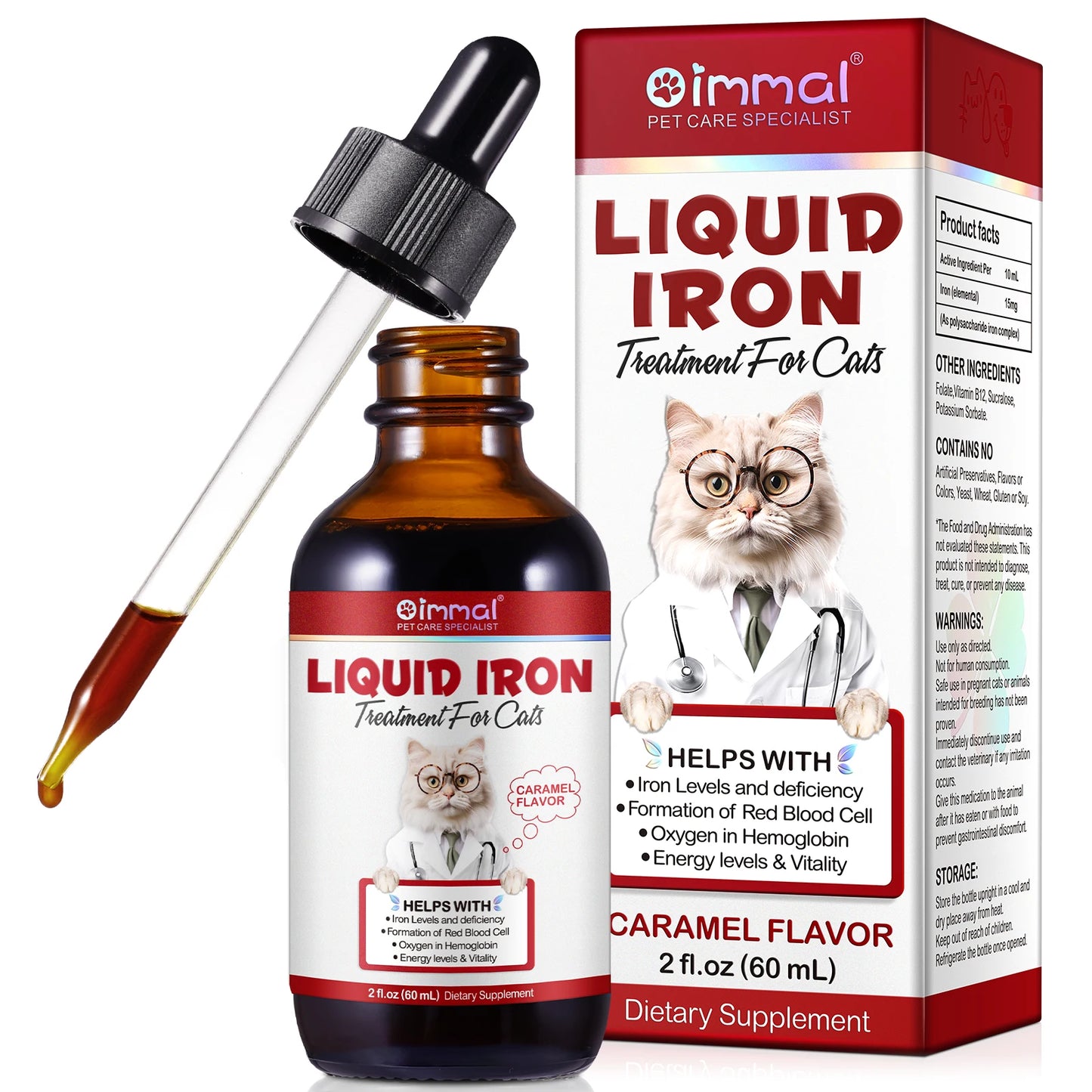 AEVYVKV Liquid Iron Supplement for Cats – Caramel Flavour Treatment for Iron Deficiency & Red Blood Cell Support - Bdba PK