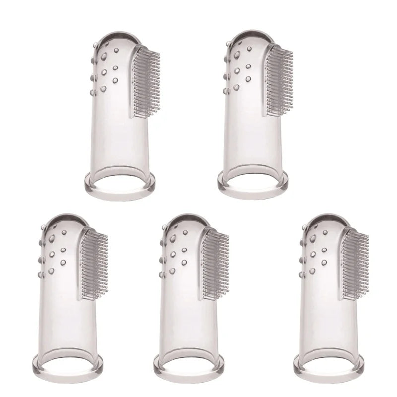 5pcs Soft Finger Pet Toothbrush Teddy Dog Brush Off Bad Breath Tartar Teeth Care Dogs Cat Tooth Brush