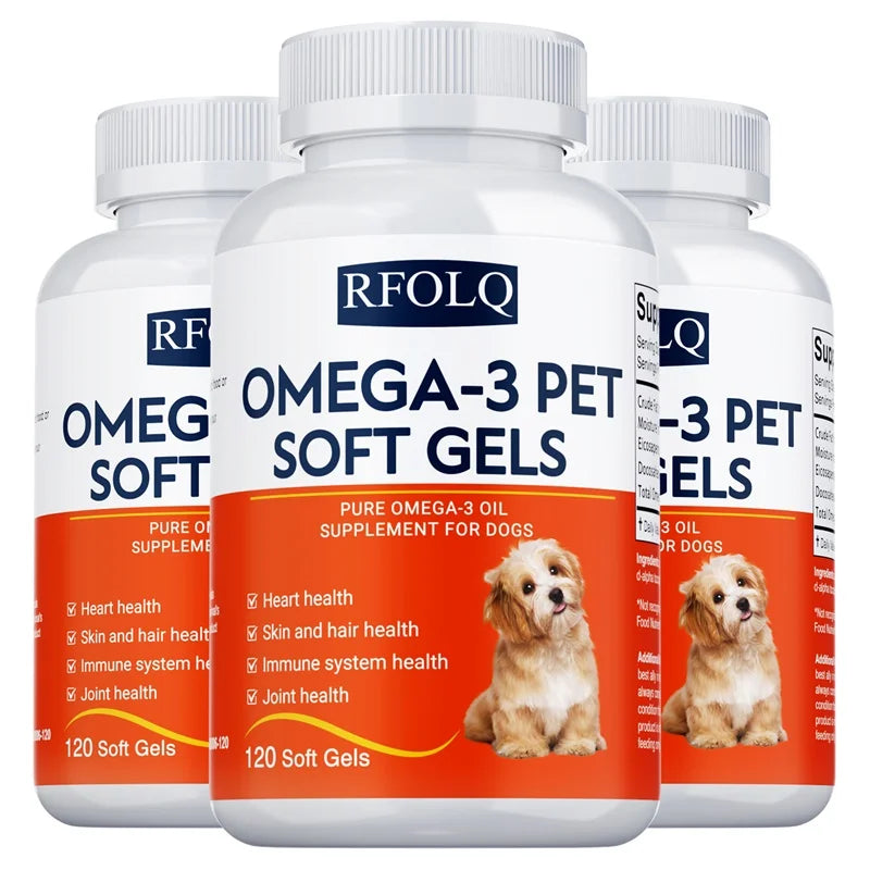 Omega-3 Pet Supplement - Fish Oil for Dogs with EPA & DHA - Supports Heart, Skin, Coat & Immune Health