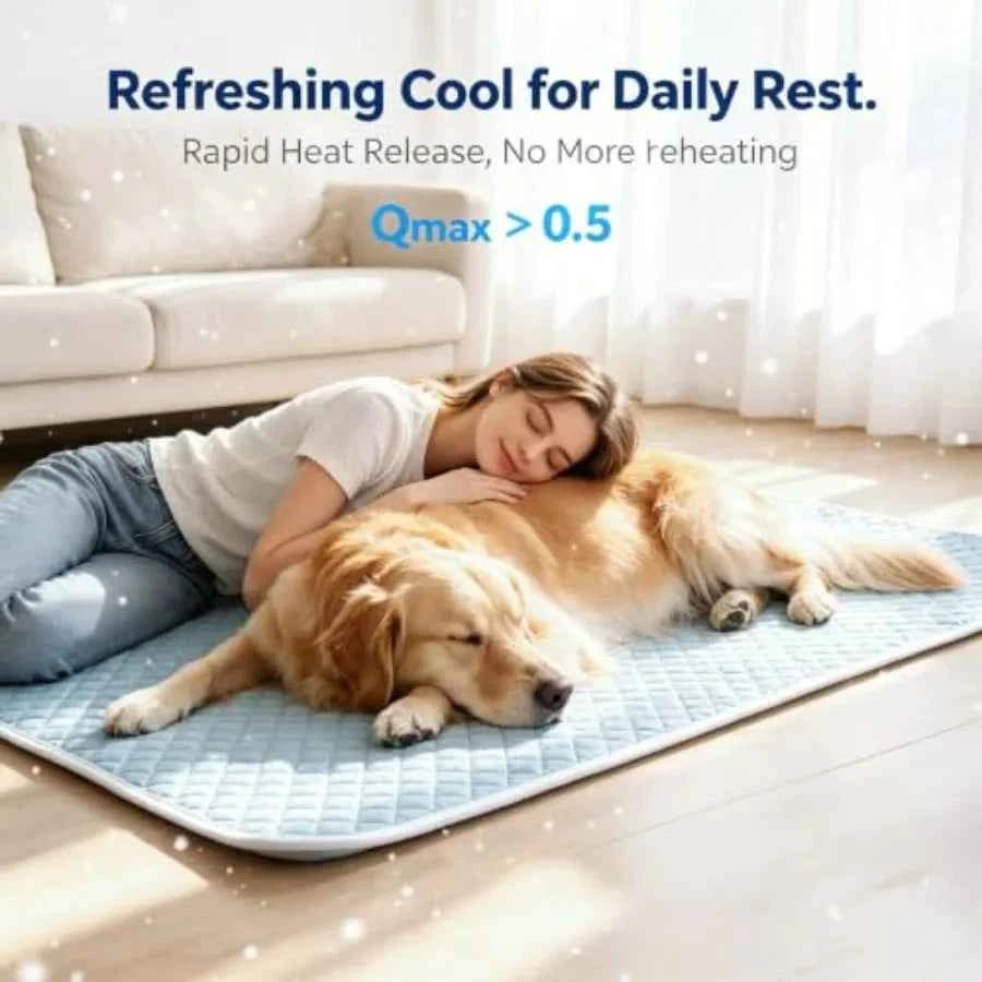 Dog Cooling Mat  Self Cooling Crate Pad for Bed, Floor, Car Travel Indoor Outdoor Summer Use Breathable Portable Washa
