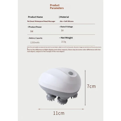 Electric Cat Head Massager Smart Pet Massager Waterproof ABS+Silicone Automatic Pet Massage Tool Eco-Friendly Travel Outdoor