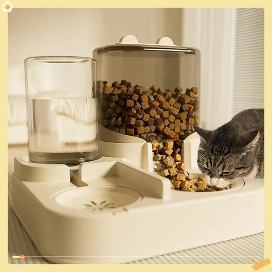 Automatic Pet Feeder & Water Fountain Set – Gravity Feed, Food Grade Plastic for Cats & Dogs - Bdba PK