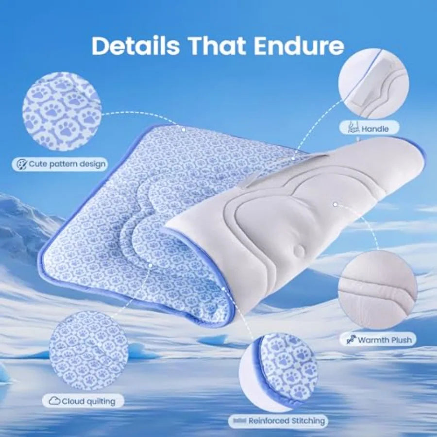 Dog Cooling Mat, Thick Cooling Mat for Extra Dogs with PCM and Thermochromic Tech, Dual-Sided Durable Waterproof Cool Dog Bed M