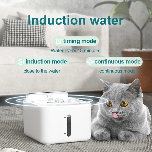 Pet Water Fountain Filter, Wireless Sensor Drinker, Pet Feeder for Cat and Dog, Water Dispenser, Auto Drinking Fountain - Bdba PK