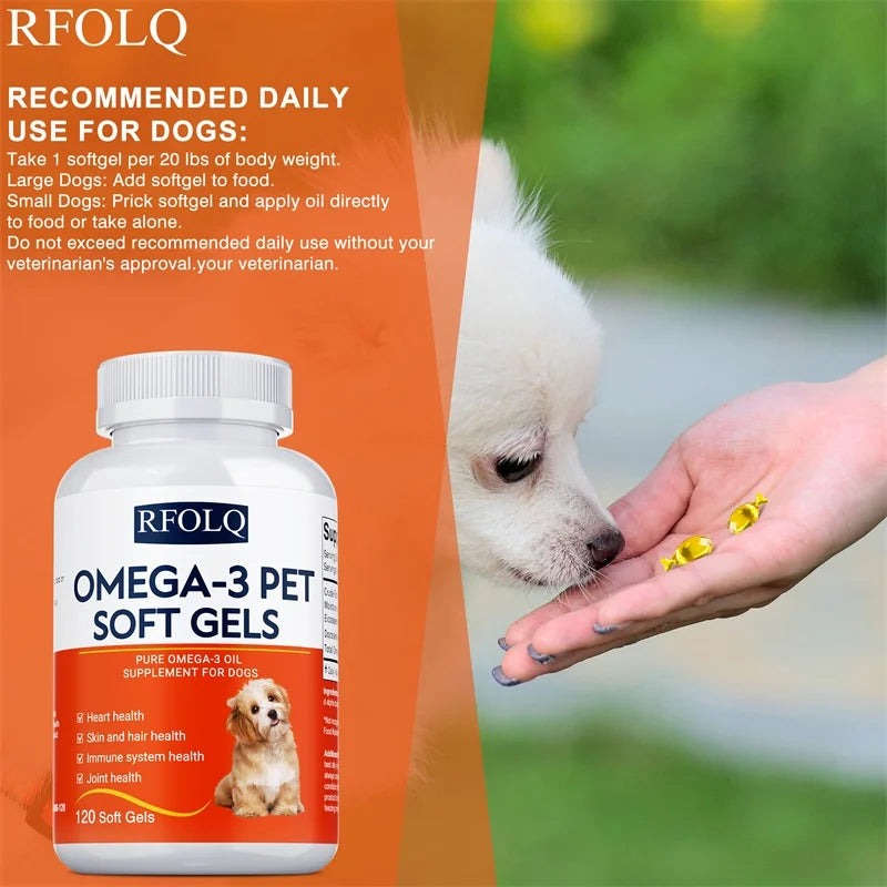 Omega-3 Pet Supplement - Fish Oil for Dogs with EPA & DHA - Supports Heart, Skin, Coat & Immune Health