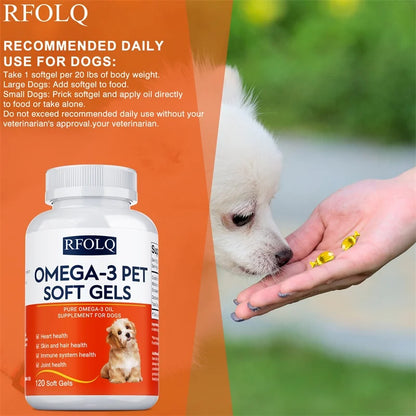 Omega-3 Pet Supplement - Fish Oil for Dogs with EPA & DHA - Supports Heart, Skin, Coat & Immune Health
