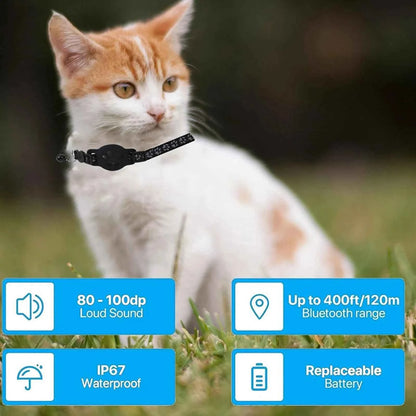 Electronic Pet Locator for iOS & Android Waterproof Pet Tracker with Bell Kitten Collar for Pets Cat Anti-Lost Device
