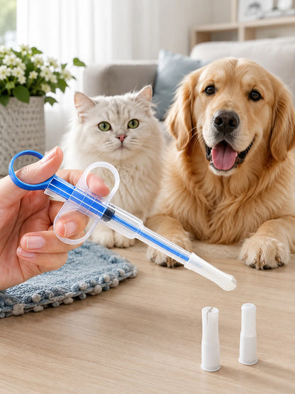 LOVE PET PROSPER Pet Pill Feeder for Dogs & Cats, Reusable Pet Medicine Syringe with 2 Soft Silicone Tips, Easy Pill Dispenser for Tablets, Capsules & Liquids, Mess-Free Oral Medication Feeding Tool