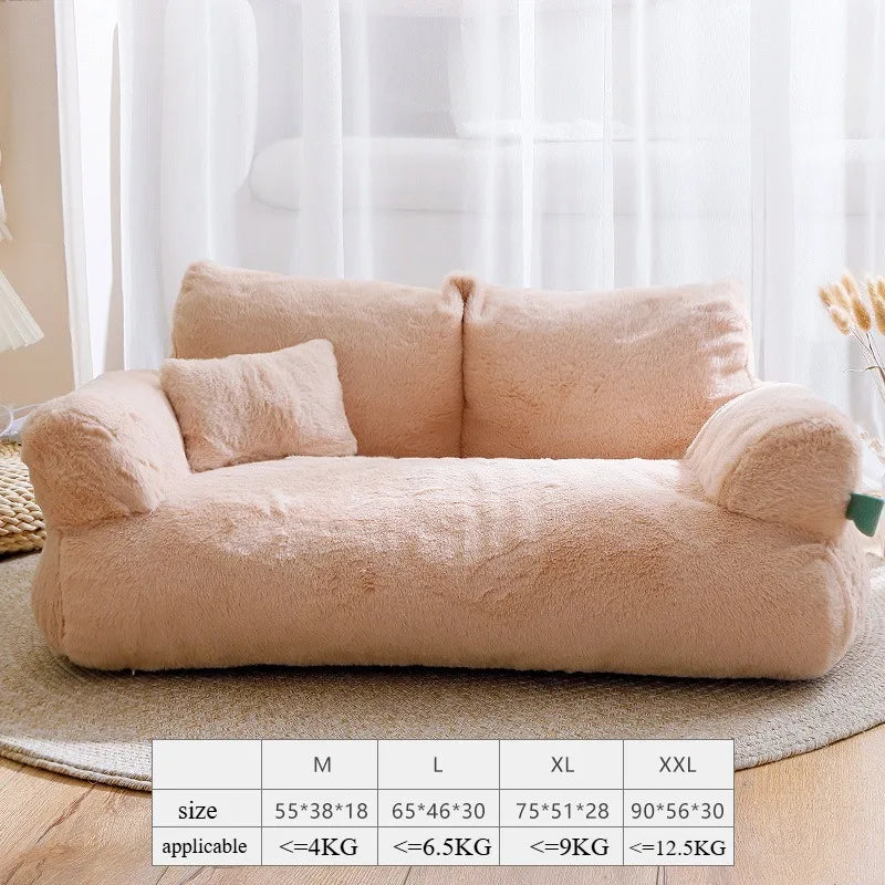 All-Season Plush Pet Sofa Bed – Detachable Washable Couch Cover for Cats & Dogs (Kaki, M/L/XL/XXL) - Bdba PK