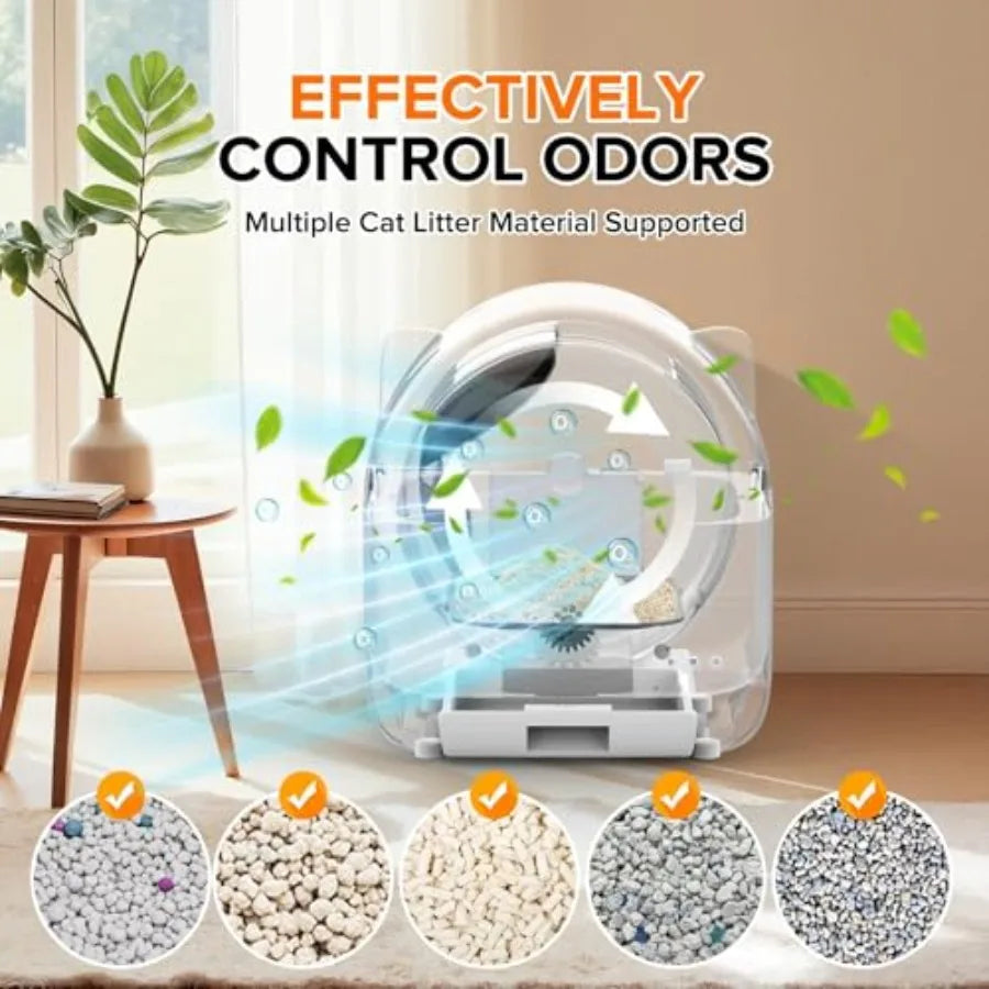 Self Cleaning Litter Box Automatic Cat Litter Box with APP Control Safety Sensor Low Noise 76L Large Ccity for Multiple Cats Ro