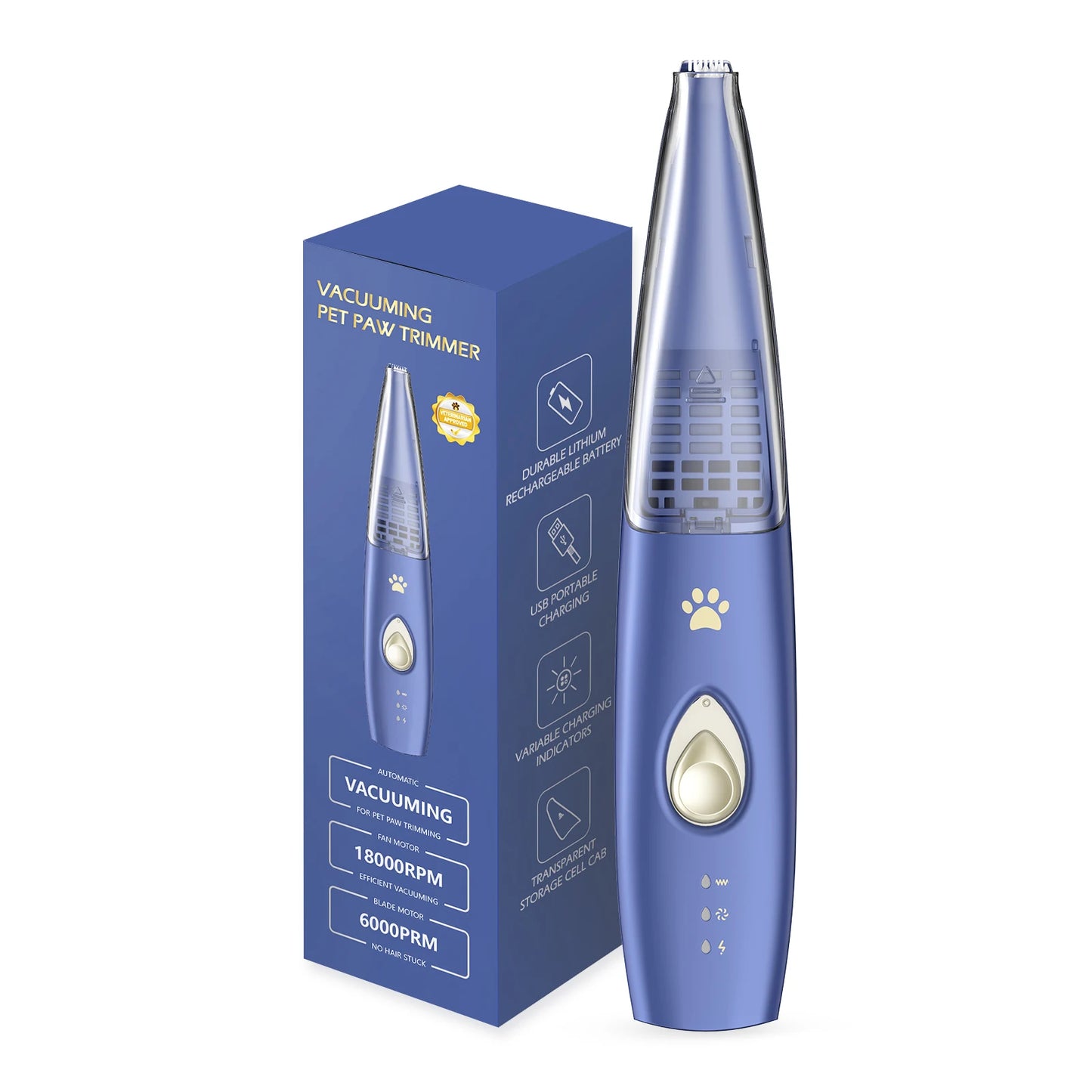 Cordless Pet Paw Trimmer with Vacuum Suction – 2-Mode Electric Clipper for Dogs & Cats - Bdba PK
