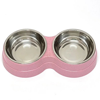 Pet Cat & Dog Dual Bowl - 2-in-1 Food & Water Bowl for Medium Cats, Puppies, Pet Feeding Supplies - Bdba PK