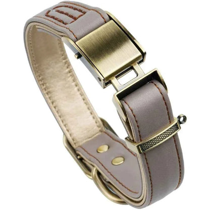 Fench BULLDOG Collar Chede Basic Classic Luxury Padded Leather Dog Collar The Seatbelt Buckle for Large Medium Small Pets